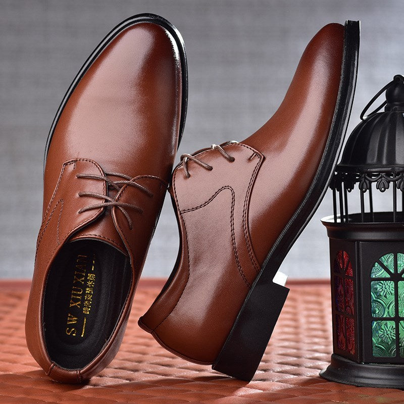 Zapatos de hombre con punta Loom & Soul™ – Estilo clásico de cuero con cordones, forro transpirable y suela de goma