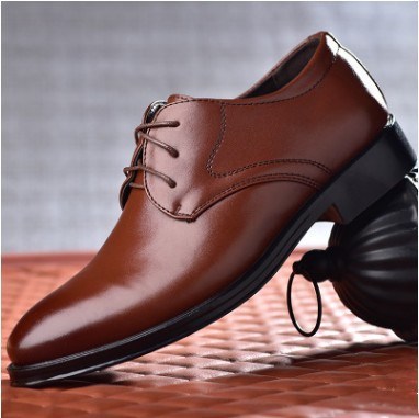 Zapatos de hombre con punta Loom & Soul™ – Estilo clásico de cuero con cordones, forro transpirable y suela de goma