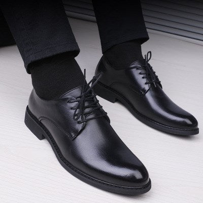 Zapatos de hombre con punta Loom & Soul™ – Estilo clásico de cuero con cordones, forro transpirable y suela de goma
