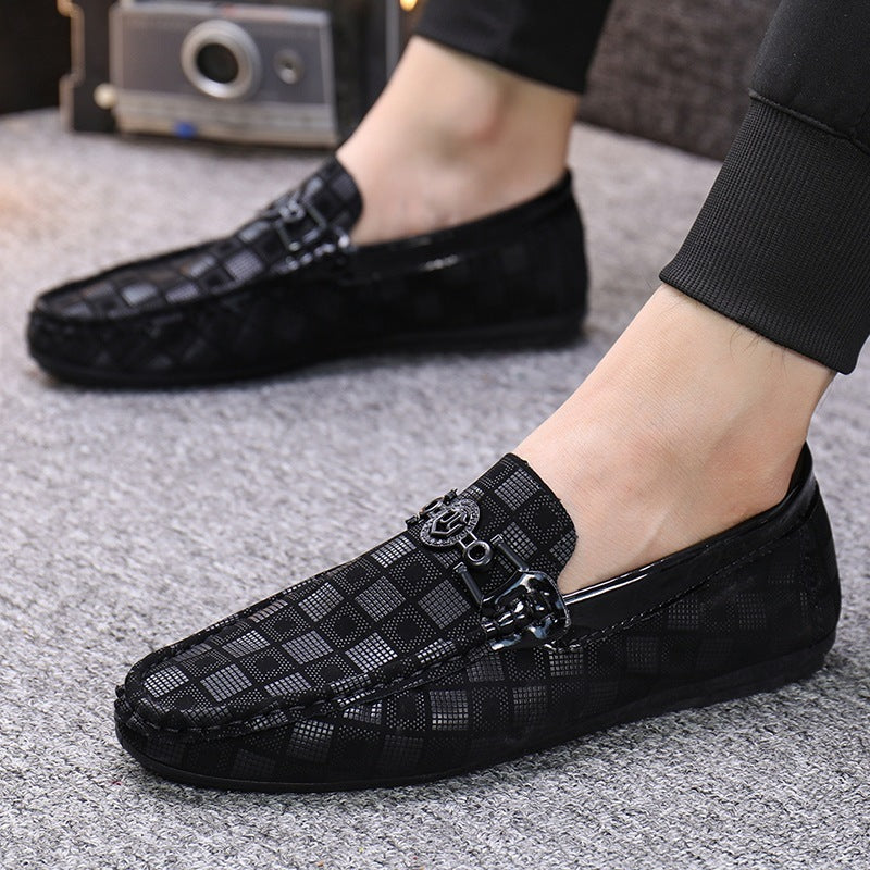 Zapatos de conducir casuales sin cordones para hombre Loom & Soul – Mocasines ligeros con diseño de celosía, tacón plano y ajuste de boca poco profunda
