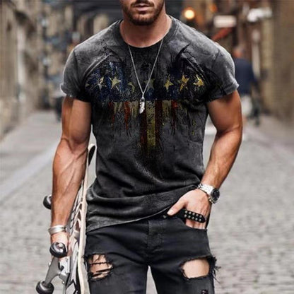 Camiseta Vintage de la Bandera de EE. UU. para Hombre – Camiseta Streetwear Ajustada