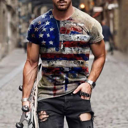 Camiseta Vintage de la Bandera de EE. UU. para Hombre – Camiseta Streetwear Ajustada