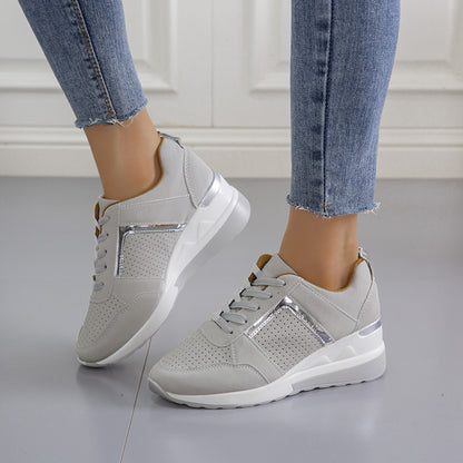 Baskets compensées à plateforme Loom & Soul™ pour femmes – Chaussures décontractées à lacets en maille avec touches de couleur