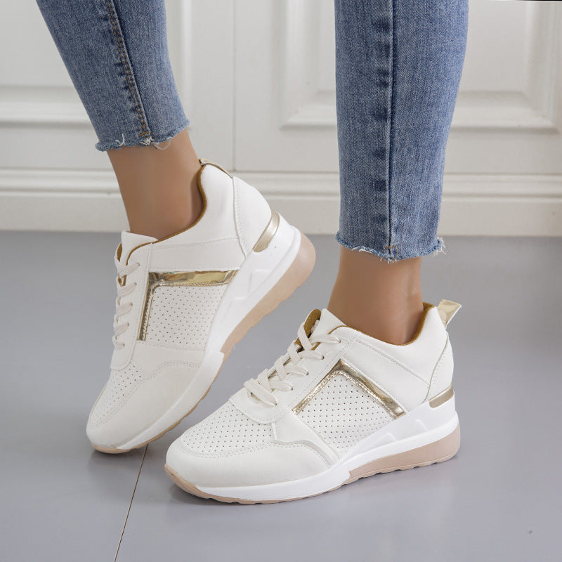 Baskets compensées à plateforme Loom & Soul™ pour femmes – Chaussures décontractées à lacets en maille avec touches de couleur