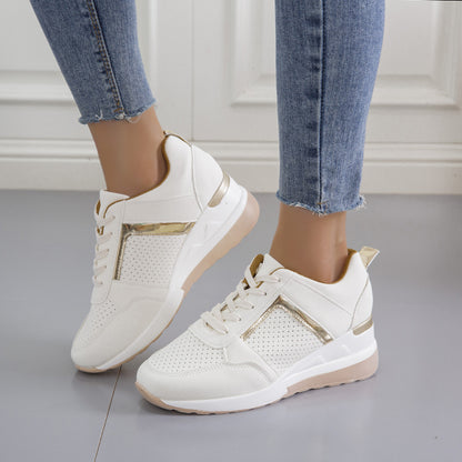 Baskets compensées à plateforme Loom & Soul™ pour femmes – Chaussures décontractées à lacets en maille avec touches de couleur