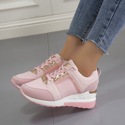 Baskets compensées à plateforme Loom & Soul™ pour femmes – Chaussures décontractées à lacets en maille avec touches de couleur
