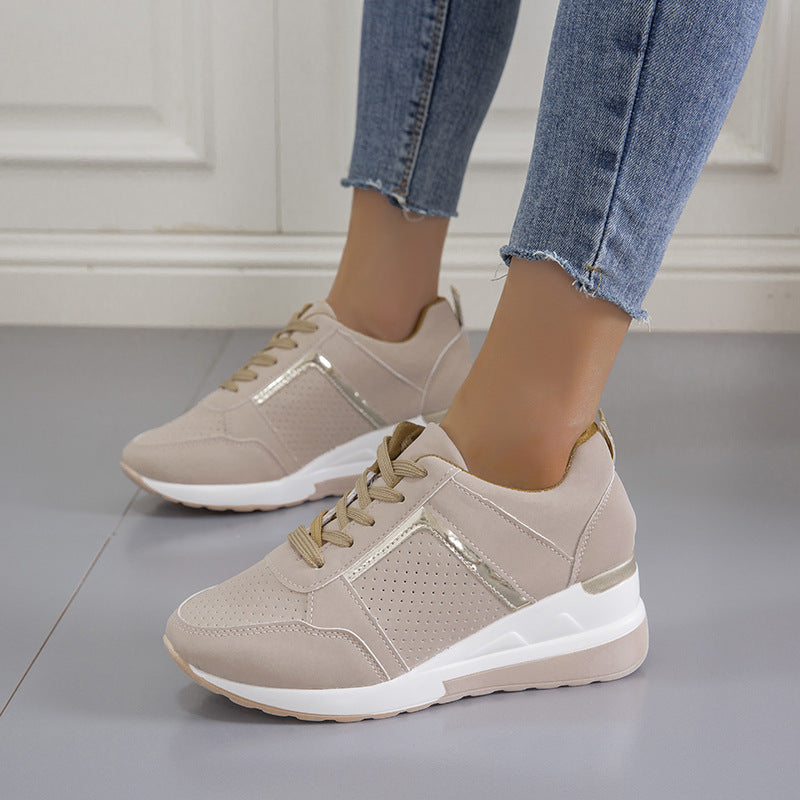 Baskets compensées à plateforme Loom & Soul™ pour femmes – Chaussures décontractées à lacets en maille avec touches de couleur