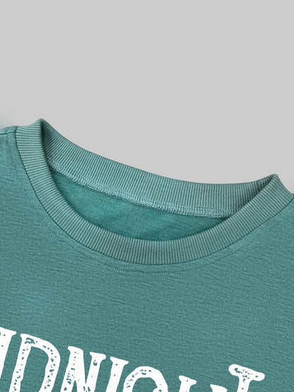 Teal Graphic Sunburst Sweatshirt – Women’s Casual Crew Neck Pullover