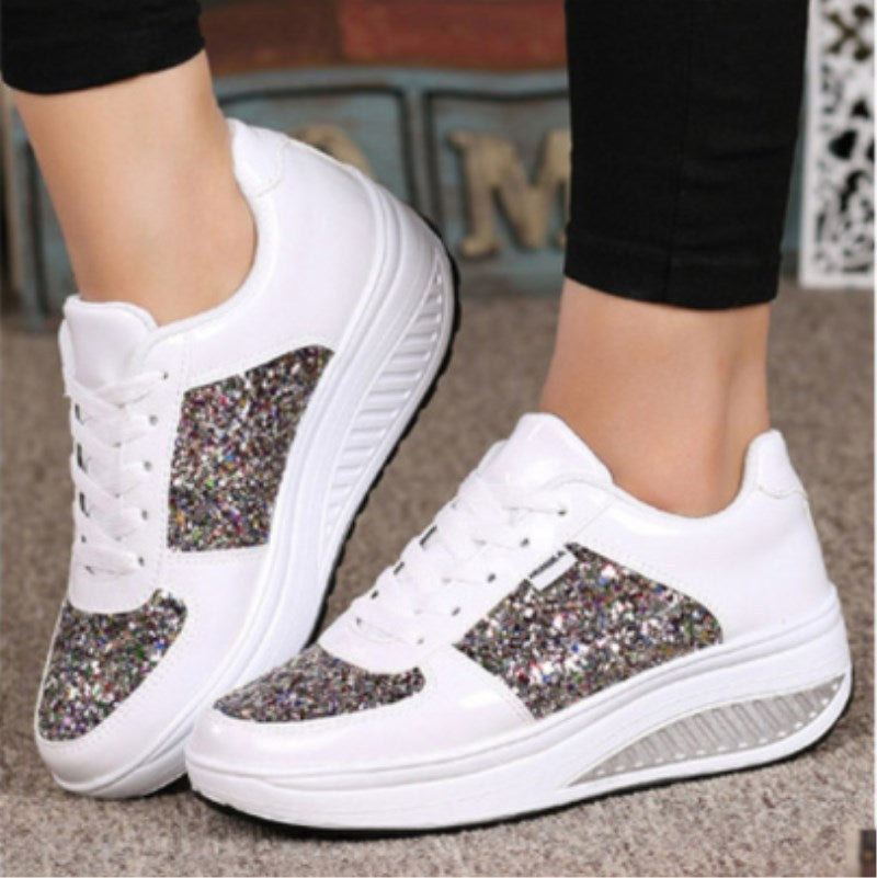 Zapatillas Altas con Lentejuelas Loom & Soul™ para Mujer – Zapatos Vulcanizados de Lona y Cuero con Tira Trasera