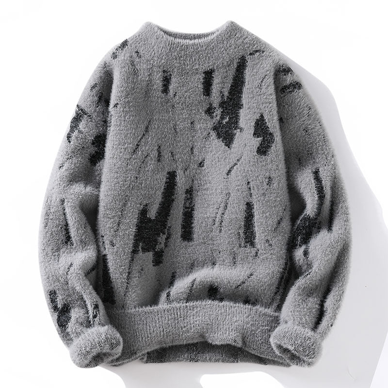 Pull en maille épais doublé polaire pour homme – Coupe ample d'hiver
