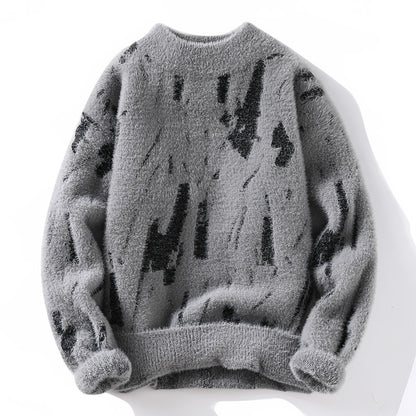 Pull en maille épais doublé polaire pour homme – Coupe ample d'hiver