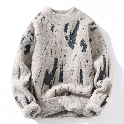 Pull en maille épais doublé polaire pour homme – Coupe ample d'hiver