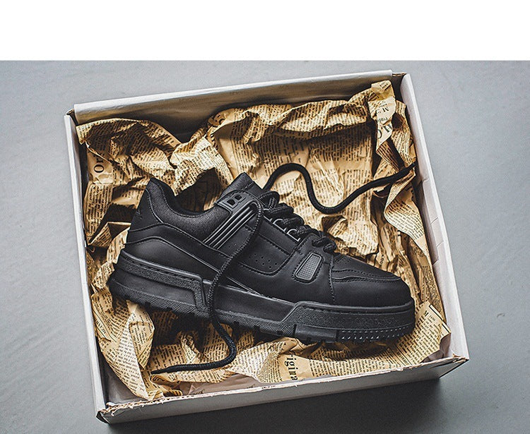 Zapatillas retro de plataforma para hombre Loom & Soul – Calzado deportivo casual negro con alza oculta y capellada de microfibra