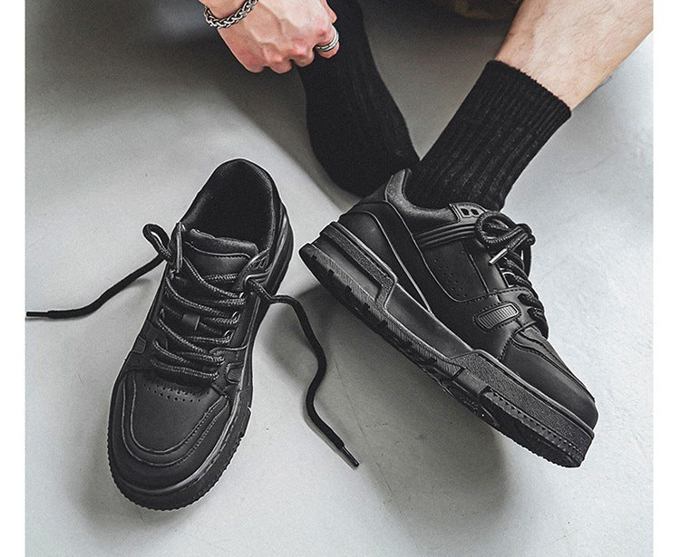 Zapatillas retro de plataforma para hombre Loom & Soul – Calzado deportivo casual negro con alza oculta y capellada de microfibra