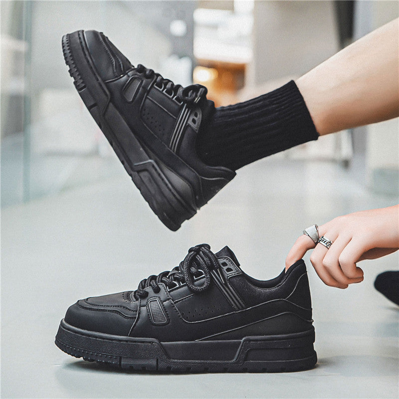 Zapatillas retro de plataforma para hombre Loom & Soul – Calzado deportivo casual negro con alza oculta y capellada de microfibra