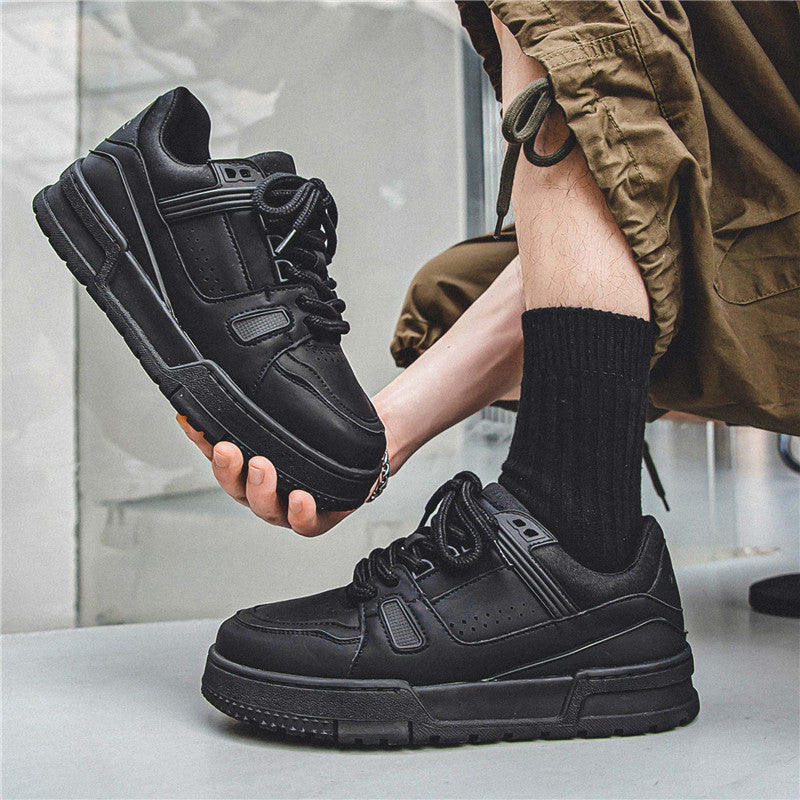Zapatillas retro de plataforma para hombre Loom & Soul – Calzado deportivo casual negro con alza oculta y capellada de microfibra