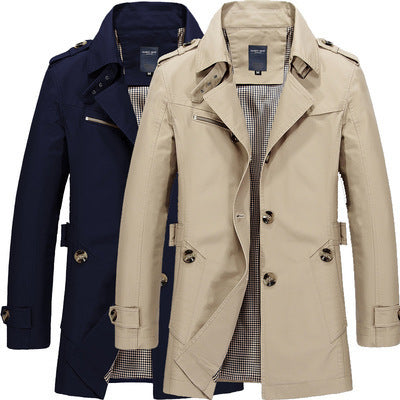 Chaqueta Trench con Capucha de Largo Medio para Hombre – Abrigo Casual con Cuello Alto