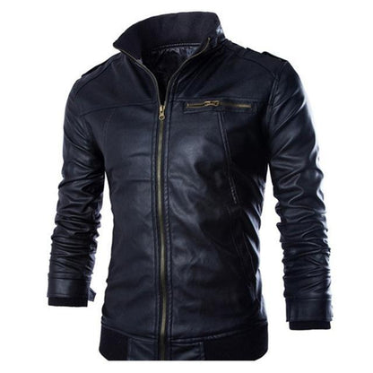 Chaqueta de Piel Sintética para Moto de Hombre Loom & Soul™ – Estilo Clásico Motero con Forro Suave de Poliéster