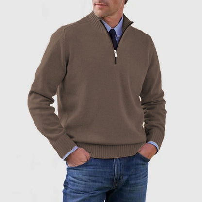 Suéter de cuello alto para hombre Loom & Soul™ – Jersey de punto de invierno ajustado con cremallera en el cuello