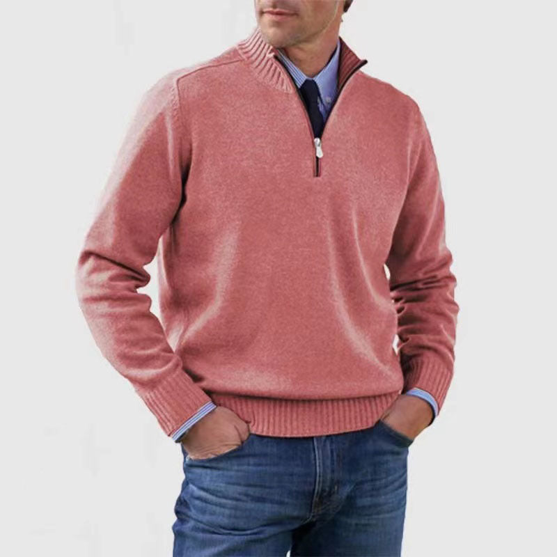 Suéter de cuello alto para hombre Loom & Soul™ – Jersey de punto de invierno ajustado con cremallera en el cuello