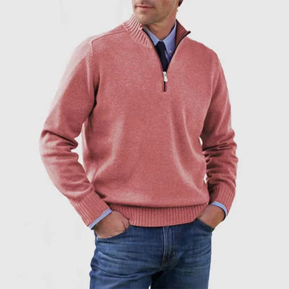Suéter de cuello alto para hombre Loom & Soul™ – Jersey de punto de invierno ajustado con cremallera en el cuello