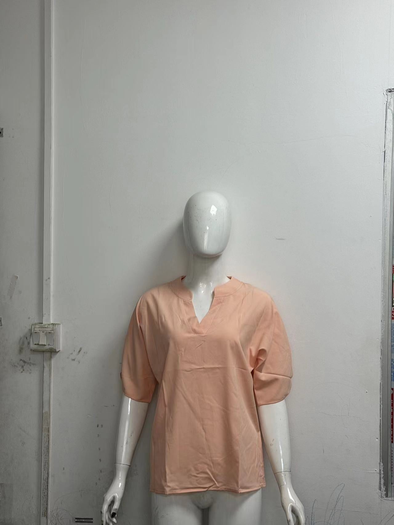Loom & Soul™ Blusa de Gasa con Cuello en V – Top Elegante de Manga Corta para Verano para Mujer