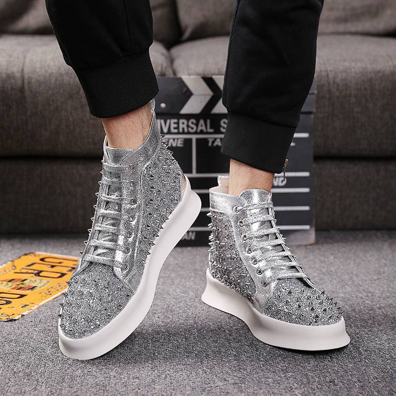 Botas de vestir de cuero para hombre Loom & Soul – Botas Martin de piel de vaca con detalles de remaches, suela de goma antideslizante y absorción de impactos