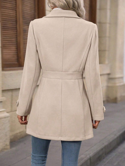 Loom & Soul™ Elegante Abrigo de Lana – Chaqueta de Solapa Cruzada de Largo Medio para Mujer, para un Estilo Invernal sin Esfuerzo