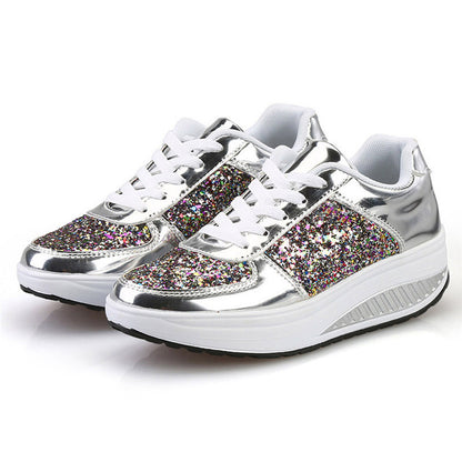 Zapatillas Altas con Lentejuelas Loom & Soul™ para Mujer – Zapatos Vulcanizados de Lona y Cuero con Tira Trasera