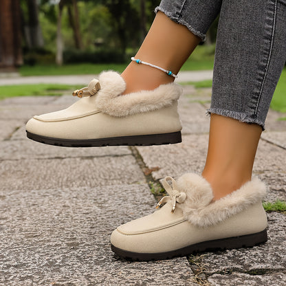 Women’s Fleece-Lined Loafers – Warm Slip-On Winter Shoes
