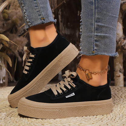 Zapatillas Bajas Minimalistas con Cordones para Mujer – Calzado Casual Versátil