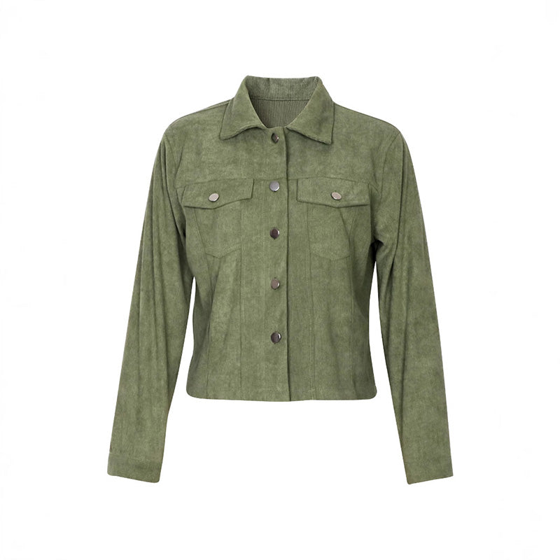 Chaqueta de pana abotonada para mujer – Ropa de abrigo informal ligera