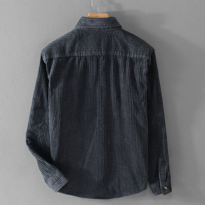 Camisa de pana de invierno Loom & Soul para hombre – Camisa casual de manga larga con botones, bolsillo y cuello solapa