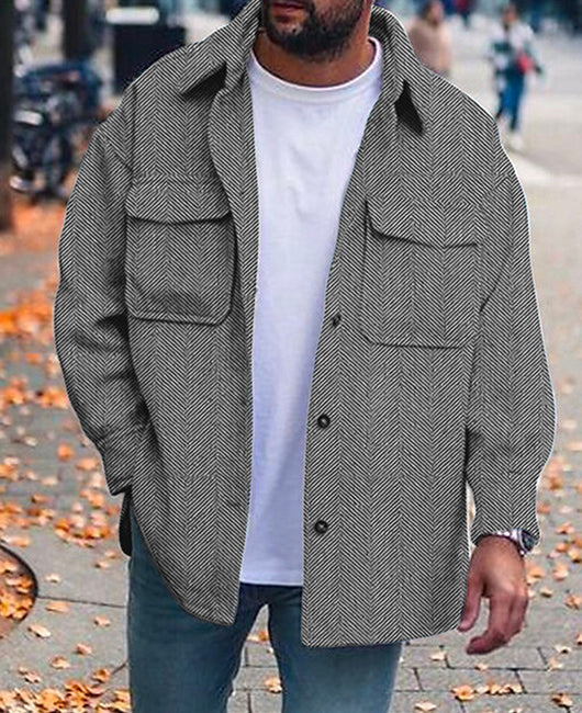 Chaqueta de Trabajo de Polo para Hombre - Abrigo de Moda Informal de Manga Larga