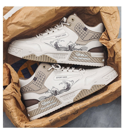 Loom & Soul™ Zapatillas de deporte casual de caña alta para hombre – Zapatillas con cordones fáciles de usar con forro de malla y suela de goma