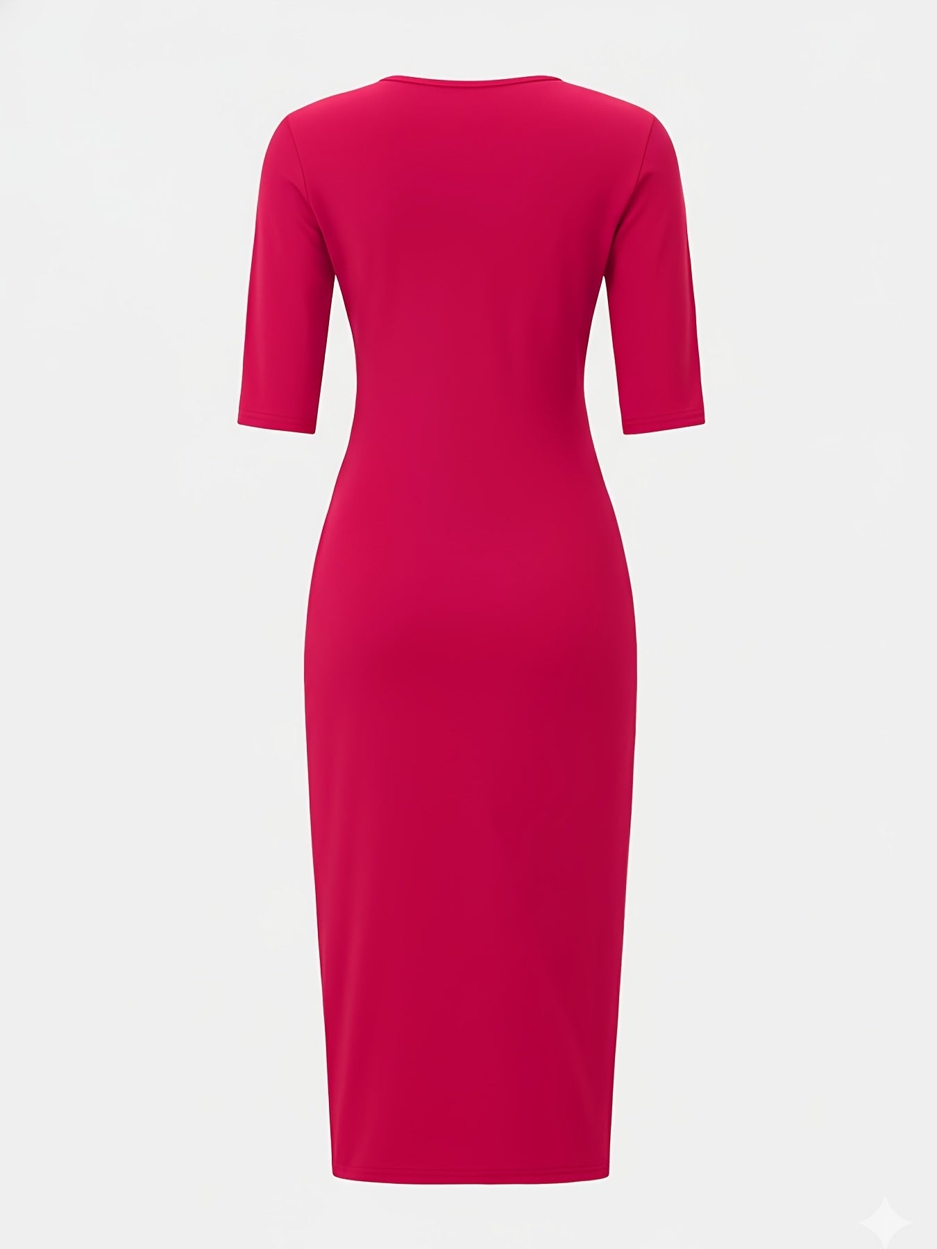 Vestido midi ajustado con cuello barco – Vestido elegante de manga corta con corte entallado