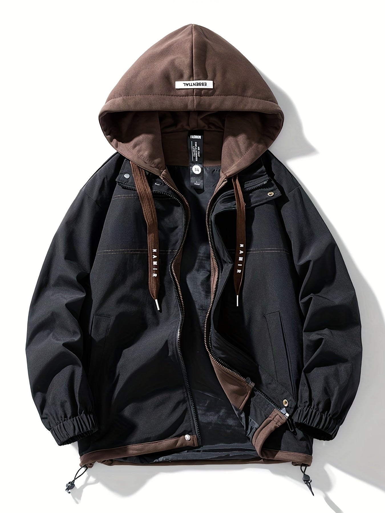 Chaqueta con cremallera y bloques de color para hombre Loom & Soul – Cortavientos ligero con capucha