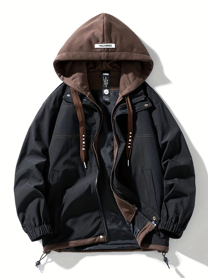 Chaqueta con cremallera y bloques de color para hombre Loom & Soul – Cortavientos ligero con capucha