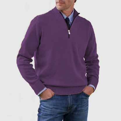 Suéter de cuello alto para hombre Loom & Soul™ – Jersey de punto de invierno ajustado con cremallera en el cuello