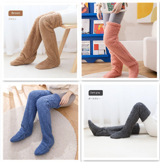 Calcetines largos peludos por encima de la rodilla Loom & Soul™ – Medias unisex cálidas para invierno y para casa