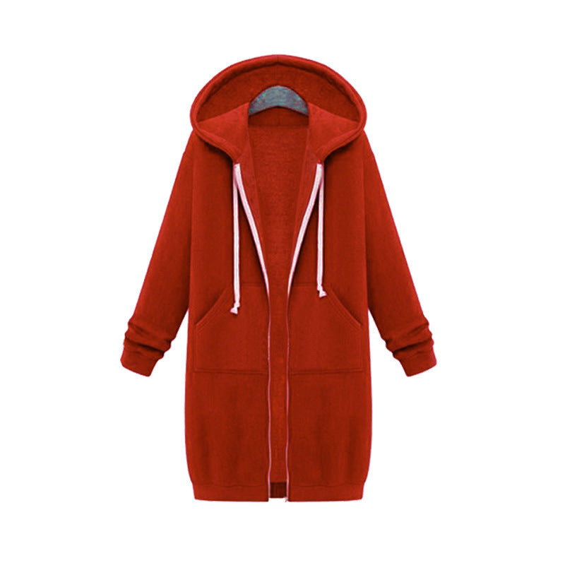 Chaqueta polar con capucha para mujer Loom & Soul – Abrigo largo con cremallera y forro suave, ropa de abrigo casual y cálida