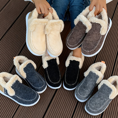 Botines de forro polar para mujer – Comodidad cálida y sin cordones para el invierno