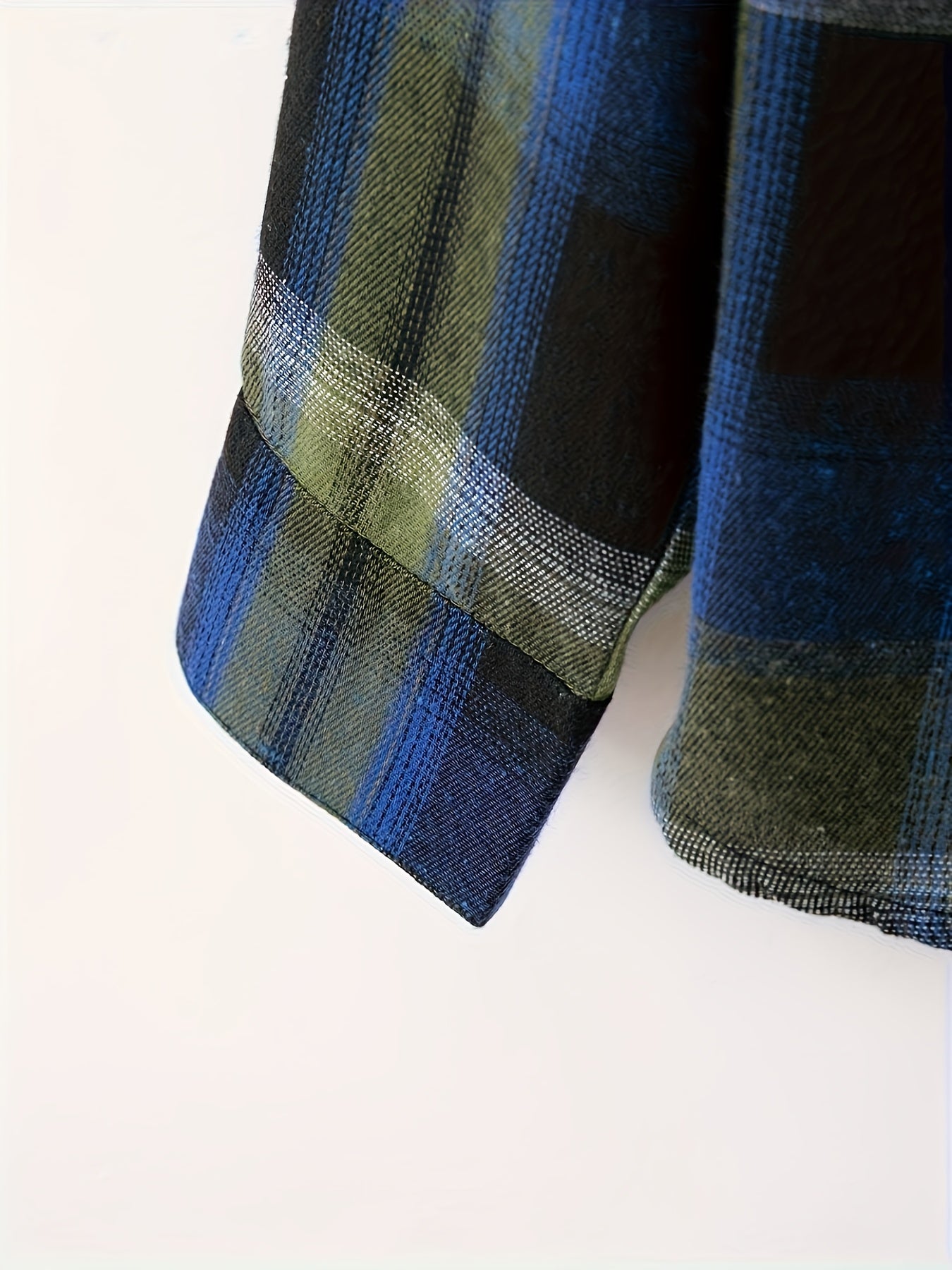 Camisa a cuadros verdes y azules para hombre – Camisa informal a cuadros con botones