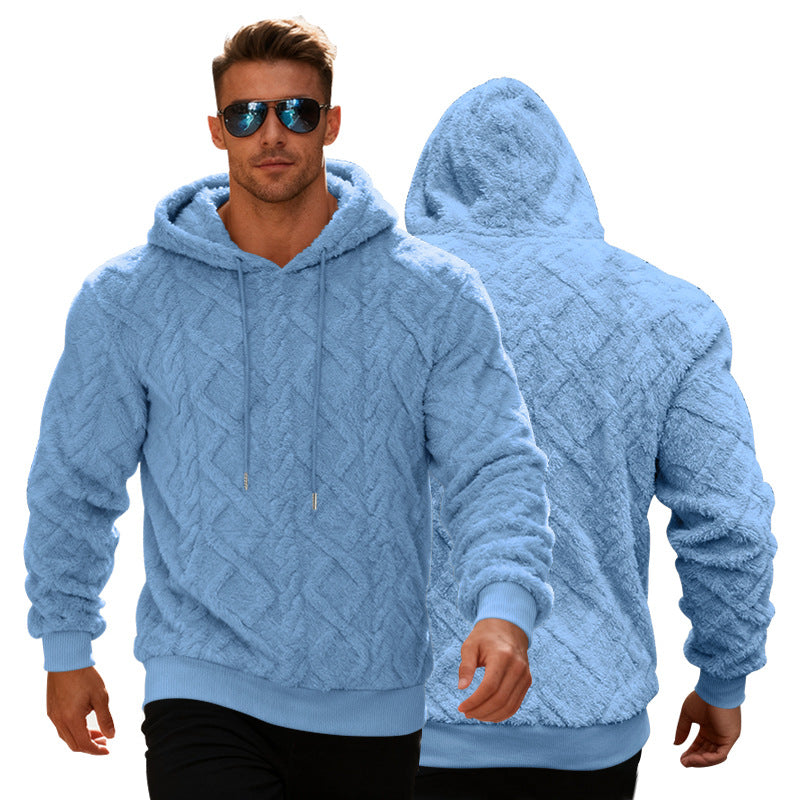 Sudadera con capucha de felpa para hombre - Sudadera holgada de invierno
