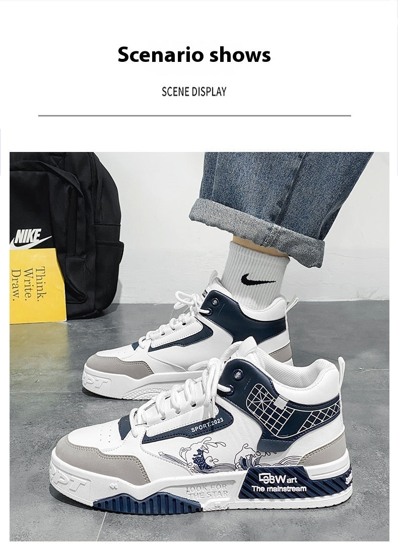 Loom & Soul™ Zapatillas de deporte casual de caña alta para hombre – Zapatillas con cordones fáciles de usar con forro de malla y suela de goma