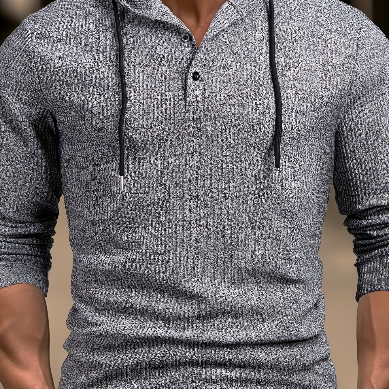 Chemisier Henley côtelé pour homme – Haut tricoté doux à manches longues pour l'automne