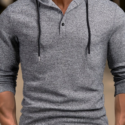 Chemisier Henley côtelé pour homme – Haut tricoté doux à manches longues pour l'automne