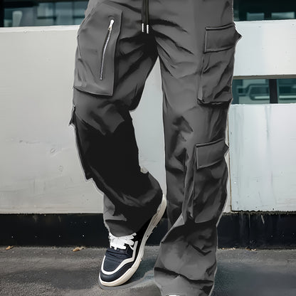 Pantalones cargo negros para hombre – Joggers sueltos multiziper para exteriores, para primavera/otoño