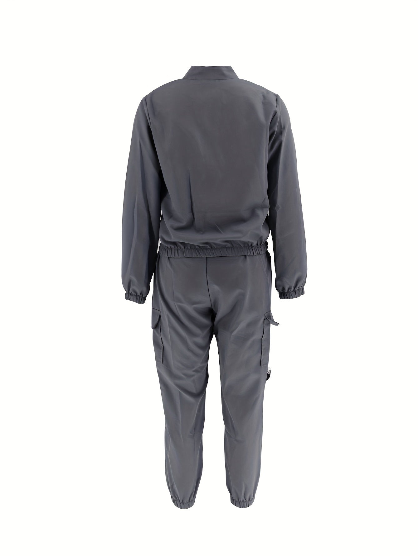Conjunto de dos piezas con cremallera y diseño direccional – Ropa urbana informal para mujer