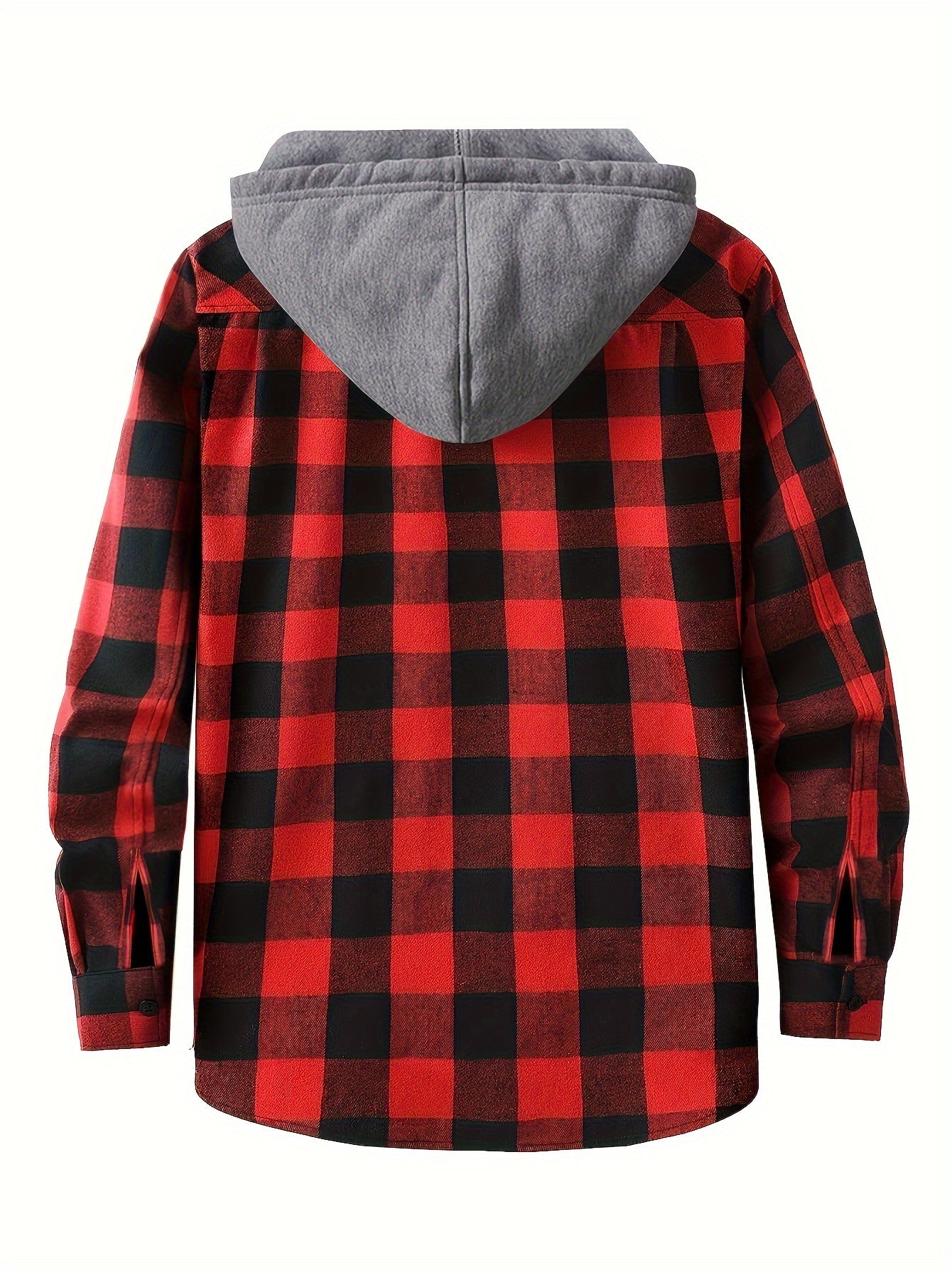 Camisas a cuadros con capucha para hombre, 2 piezas – Conjunto de chaqueta tipo suéter con botones